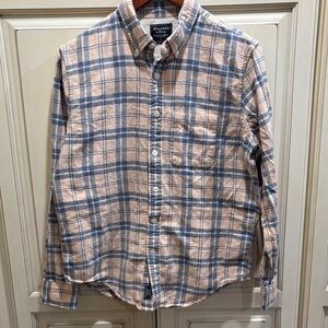 Abercrombie & Fitch Men's Casual Plaid Shirt - Pink and Gray